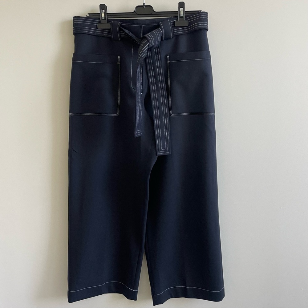 Tory Burch navy Colette Cropped Wide-Leg Pants